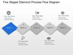 Lp five staged diamond process flow diagram powerpoint template slide