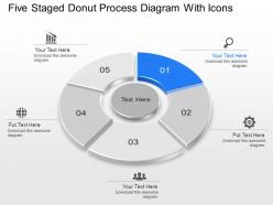 Lq five staged donut process diagram with icons powerpoint template slide