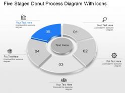 Lq five staged donut process diagram with icons powerpoint template slide
