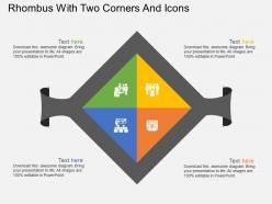 Lq rhombus with two corners and icons flat powerpoint design