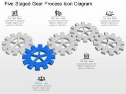 Ls five staged gear process icon diagram powerpoint template slide