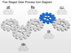 Ls five staged gear process icon diagram powerpoint template slide