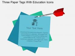 Ls three paper tags with education icons flat powerpoint design