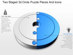 Ls two staged 3d circle puzzle pieces and icons powerpoint template