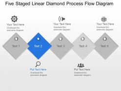 Lu five staged linear diamond process flow diagram powerpoint template slide