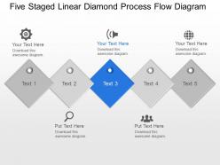 Lu five staged linear diamond process flow diagram powerpoint template slide