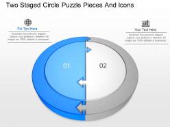 Lu two staged circle puzzle pieces and icons powerpoint template