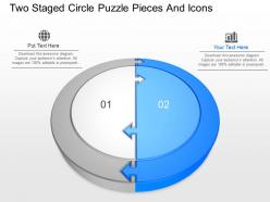 Lu two staged circle puzzle pieces and icons powerpoint template