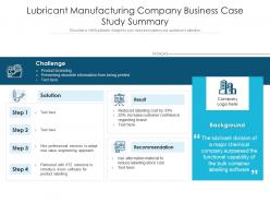 Lubricant manufacturing company business case study summary