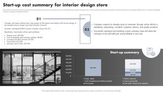 Luxury Interior Design Start Up Cost Summary For Interior Design Store BP SS