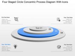 Lx four staged circle concentric process diagram with icons powerpoint template slide