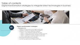 M51 Digital Transformation Strategies To Integrate Latest Technologies In Business Table Of Contents DT SS