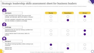 M9 Strategic Leadership Skills Assessment Sheet For Business Leaders