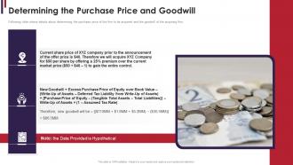 M and a due diligence determining the purchase price and goodwill
