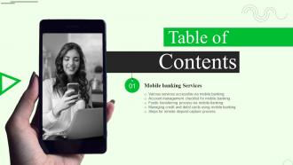 M Banking For Enhancing Customer Experience Table Of Contents Fin SS V