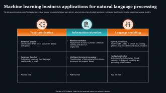 Machine Learning Business Applications For Natural Language Processing