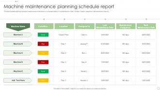 Machine Maintenance Planning Schedule Report