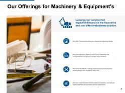 Machinery and equipment for construction proposal template powerpoint presentation slides