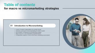 Macro VS Micromarketing Strategies Table Of Content MKT SS V