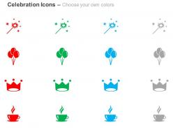Magic wand crown balloons coffee cup ppt icons graphics