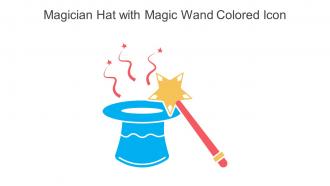 Magician Hat With Magic Wand Colored Icon In Powerpoint Pptx Png And Editable Eps Format