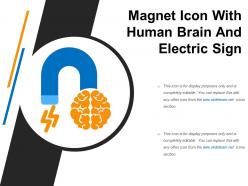 Magnet icon with human brain and electric sign