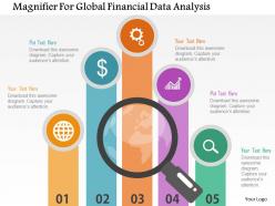 Magnifier for global financial data analysis flat powerpoint design