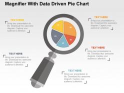 Magnifier with data driven pie chart powerpoint slides