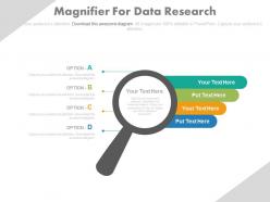 Magnifier with tags for data research powerpoint slides