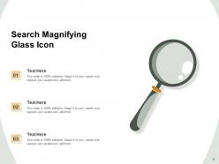 Magnifying Glass Icon Analysing Research Gear Dollar Research