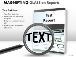 Magnifying glass on reports powerpoint presentation slides