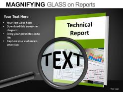 Magnifying glass on reports powerpoint presentation slides db