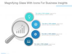Magnifying glass with icons for business insights powerpoint slides design