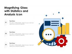 Magnifying glass with statistics and analysis icon