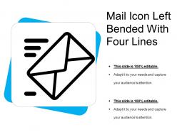 Mail icon left bended with four lines