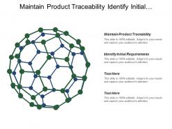 Maintain product traceability identify initial requirements personal career