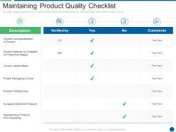 Maintaining Product Quality Checklist Ensuring Food Safety And Grade
