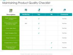 Maintaining product quality checklist food safety excellence ppt rules