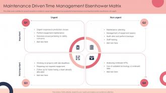 Maintenance Driven Time Management Eisenhower Matrix