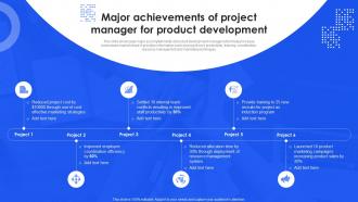 Major Achievements Of Project Manager For Product Development