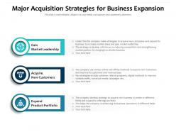 Major Acquisition Strategies For Business Expansion