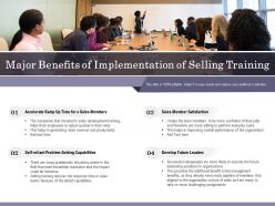 Major benefits of implementation of selling training