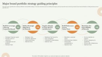 Major Brand Portfolio Strategy Guiding Principles Strategic Approach Toward Optimizing