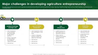 Major Challenges In Developing Agriculture Entrepreneurship