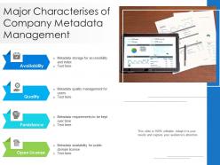 Major characterises of company metadata management