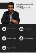 Major Clients For Content Marketing Consulting Proposal One Pager Sample Example Document