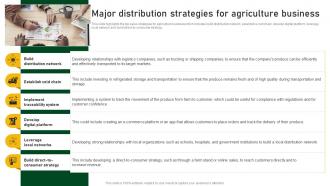 Major Distribution Strategies For Agriculture Business Farm And Agriculture Business Plan BP SS