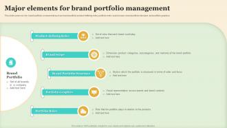 Major Elements For Brand Portfolio Management Making Brand Portfolio Work