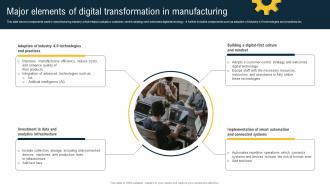 Major Elements Of Digital Transformation In Manufacturing