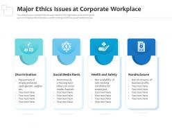 Major ethics issues at corporate workplace